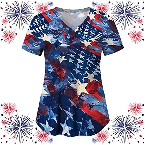 Дамски блузи, начинът, по който ежедневни патриотическая блуза с принтом хартата на САЩ, Денят на независимостта, тениски с къс ръкав, 4 юли