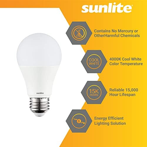 Суперяркая крушка Sunlite 41784 LED A19, с регулируема яркост 14 W (еквивалент на 100 Вата), 1500 Лумена, Средна