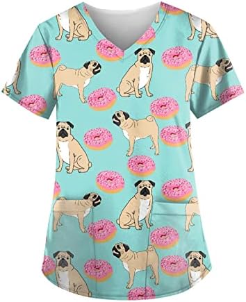 Дамски Блузи-Търкане на Размера на Плюс С Кръгло Деколте и Шарките, Риза с Къс Ръкав, Удобна Фланелен Ризи за