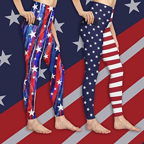 MEDTOGS Гамаши с флага на сащ за Жени, Панталони за Йога с Флага на САЩ, Спортни Спортни Гамаши, с Висока Талия