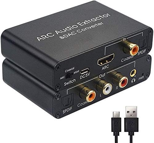 DAC конвертор 192 khz Многофункционален Аудиоконвертер, Адаптер за извличане на възвратно аудио HDMI ARC, вход