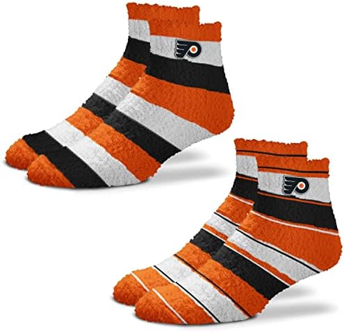 Меки чорапи FBF NHL Skip Stripe/Pro Stripe Fuzzy Sleep Soft Чорапи - 2 опаковки