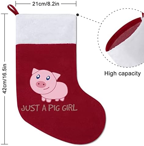 Просто Момиче-Прасе Коледен Окачен Отглеждане Чорапи за Коледно Камина Празничен Начало Декор