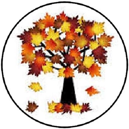 48 Листа на есенното дърво, есенни печат върху пликове, етикети, стикери, 1,2 Кръгли