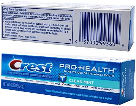 Паста за зъби Crest Pro-Health, Чиста Мятная, размер за пътуване 0,85 унция (24 г.) - Опаковка от 2