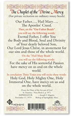 Holly Lines Пет Опаковки Ламинирана на Светиите от пощенски Картички с изображение на Божественото Милосърдие