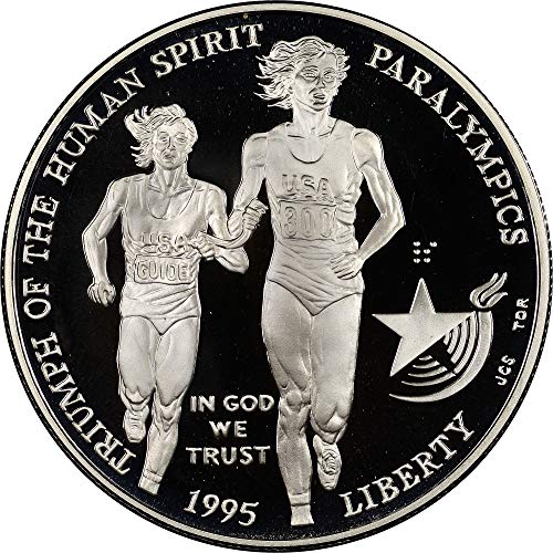 1995 P Паралимпийский (бегач на сляпо) Паметен сребърен долар DCAM Монетния двор на САЩ