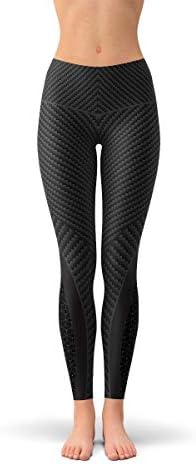 Гамаши изработени от Въглеродни влакна, за жени, Черни Панталони със средна засаждане на талията и Спортен Дизайн