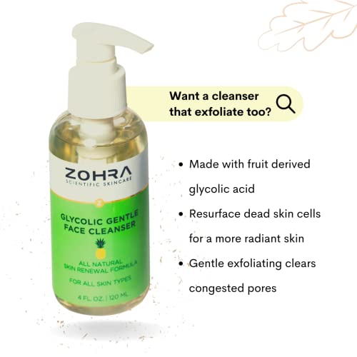 Zohra Гликолевое почистващо средство за лице – Нежно средство за измиване на лицето с гликолова киселина – Естествено
