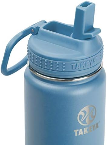 Случайна Бутилка за вода Takeya Actives от Неръждаема Стомана със Сламен капак, 40 Грама, Тюркоаз цвят