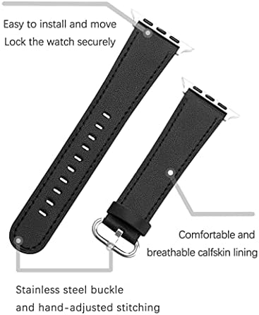 Кожена каишка Apawband, Съвместим с каишка на Apple Watch 38 мм 40 мм 42 мм 44 мм, Подмяна на спортни умни часовници