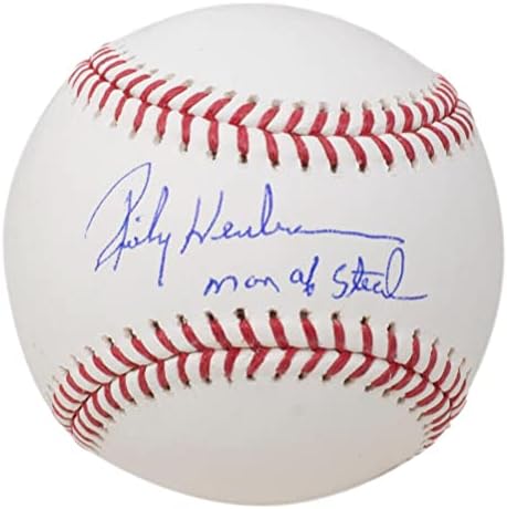 Рики Хендерсън подписа бейзболен топката Oakland A MLB Man Of Steal с Надпис JSA ITP - Бейзболни топки с автографи