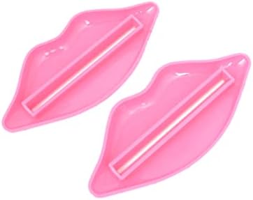 Qtqgoitem 2 бр. Розови Пластмасови сокове за паста за зъби с гъвкав тюбиком под формата на устните (Модел: b8f