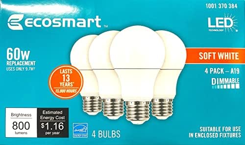 EcoSmart Еквивалент на 60 W Soft Wite A19, led лампа с регулируема яркост (16 Бр.)