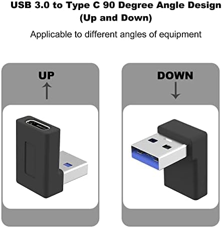 AreMe 2 бр Правоъгълен USB адаптер A-C USB, ъгъл на наклон 90 градуса Нагоре и надолу, USB 3.0 тип Татко-Майка
