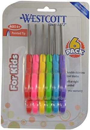 Ножици Westcott за деца, Безопасни ножици, с 5 Инчов заострением, Разнообразни, 6 опаковки (16455)