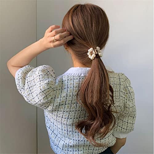 SMLJLQ Елегантна перлена шнола за коса Конска опашка За жени, луксозен шнола за коса във формата на раци, аксесоари