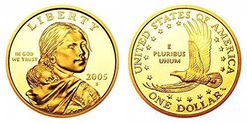Монета на САЩ проба 2005 г. S Sacagawea Native American Proof DCAM Gem Модерен долар $1 $1 Proof DCAM Монетен