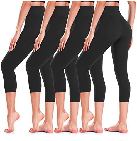4 Опаковки Леггинсов за жени, Подтягивающие задните части, С Висока Талия, С контрол на корема, Без Прозрачни