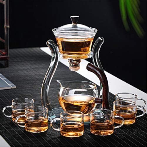 Комплект стъклени Чайници Mozeo, Стъклен Автоматично Набиране за Мързелив Чай, Въртящи Огнеупорни кана за Кунг-фу,