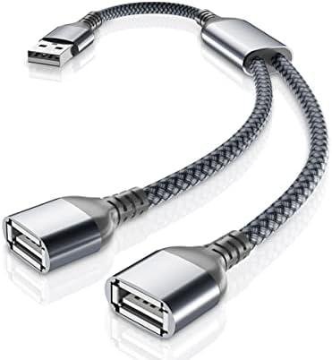 USB Сплитер Basesailor, Y-Образен Кабел с дължина 1 метър, Конвертор пълнители USB A от 1 мъже 2 жени, Двоен