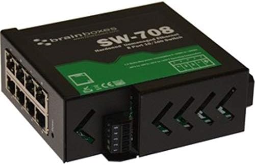 Brainboxes SW-708 8-портов Неуправляван Ethernet комутатор С възможност за монтаж на DIN