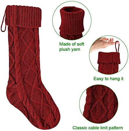 Коледни Чорапи QACOWW, 3 опаковки, 18-цолови Чорапи едра плетени, Подаръци и декорации, подходящи за семейни