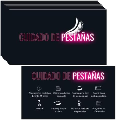 Карти с инструкции за последващата грижа за наращенными миглите на испански език Cuidado Posterior de la de