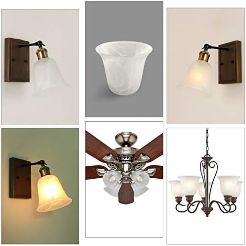 Giluta 6 Опаковки Стъклена Лампа във формата на камбани, Алебастровый Лампа, Подмяна на Абажуров за монтаж на таван, вентилатор, монтиран на стената лампа, без устни, с ?