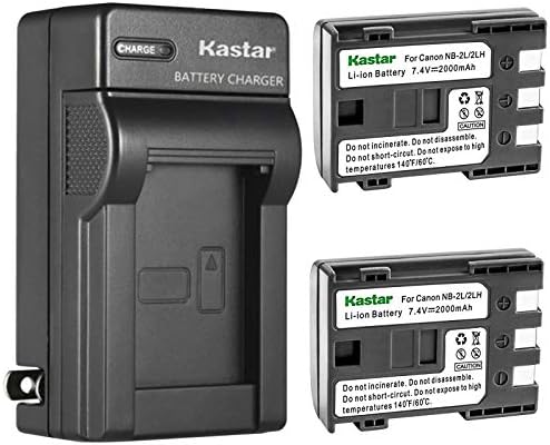 Замяна на батерията Kastar 2-Pack и стена зарядно устройство ac адаптер за Canon NB-2L, NB-2LH, NB-2L12, NB-2L14,