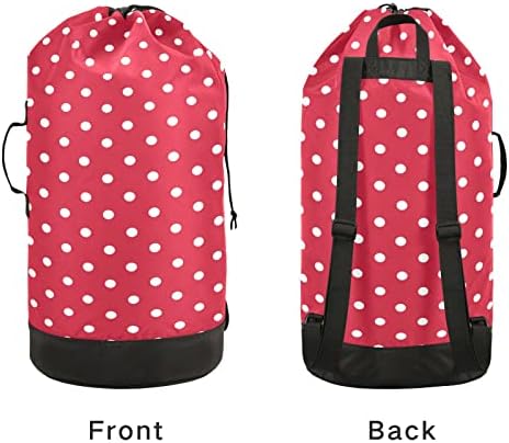 Раница-чанта за пране в Червено-Бяло Грах, Голяма Чанта за съхранение, с Регулируема Шнурком за колеж, Пътна