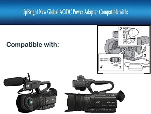 Адаптер UpBright 12V AC/DC Съвместим с преносима видеокамера JVC GY-HM170U GY-HM200U GY-HM600U GY-HM650U GY-LS300CHU