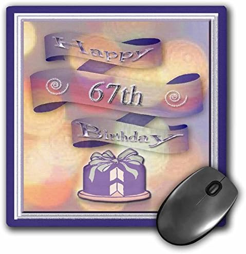 3dRose LLC Подложка за мишка с панделка и торта с размери 8 X 8 X 0,25 инча с 67-ми рожден ден (mp_24426_1)