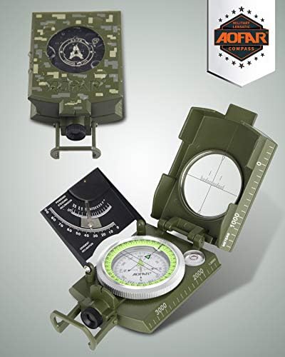 Военен компас AOFAR AF-4074 за разходки, Линзовый Зрителни Водоустойчив, здрав, Инклинометр за къмпинг, Бойскаунта,