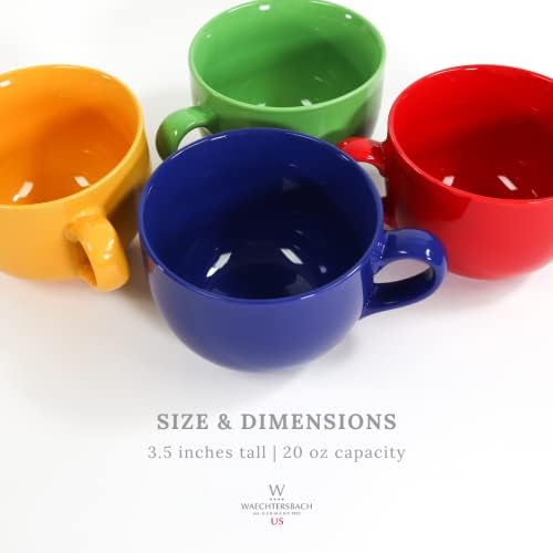 Набор от кафе на steins Waechtersbach Fun Factory Jumbo от 4 разноцветни чаени чаши – Големи чаши за кафе, безопасни