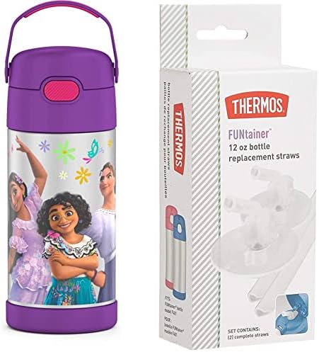 ТЕРМОС-ФУТЕЙНЕР от неръждаема стомана с вакуумна изолация, Детска Слама бутилка на 12 Унции, Encanto и Сменяеми