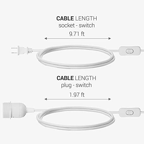 Plug светлинна кабел kwmobile (опаковка от 2 броя) - Текстилен Окачен лампа с дължина 12 метра с приставка адаптер,