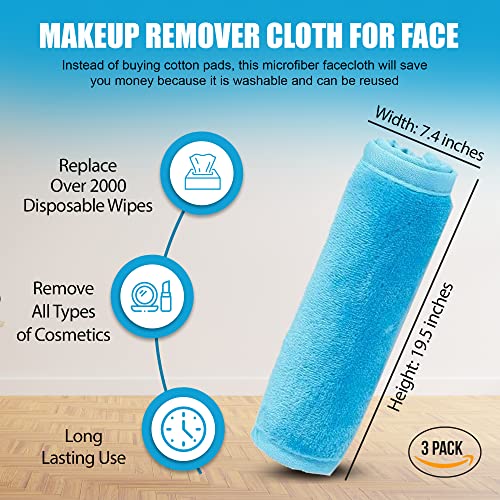 Кърпа за лице за жени за отстраняване на грим - Отстранява спирала, червило, молив за очи, дори плътна основа | Кърпа за измиване на лицето и шията | Бързосъхнеща кърп?