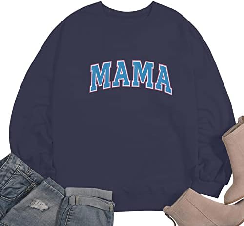 BANGELY Негабаритная Hoody За Мама, Дамски Пуловер С Писмото Принтом Mom Life Топ с кръгло деколте и Дълъг ръкав,