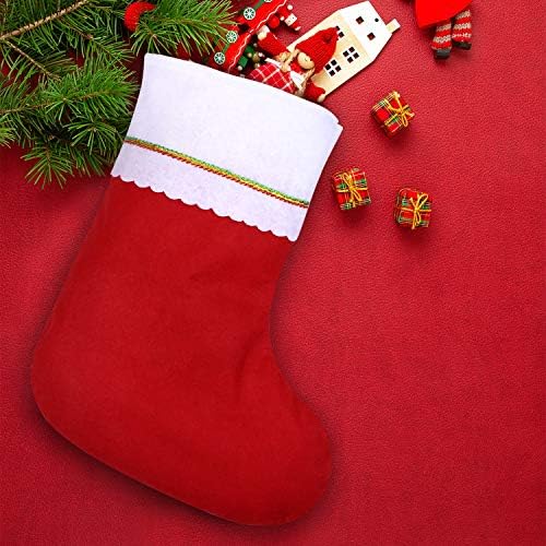 Cooraby 24 Опаковки Червени Фетровых Коледни Чорапи 15 Инча, Коледни Окачени Чорапи за Камината, Празнична Украса,