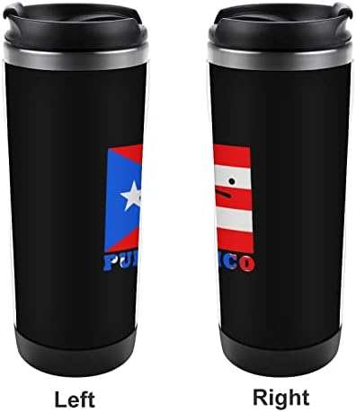 Бейзболна Пътна Чаша с Флага Пуерто-Рико, Чашата за Кафе с Вакуумна Изолация от Неръждаема Стомана, с Капак