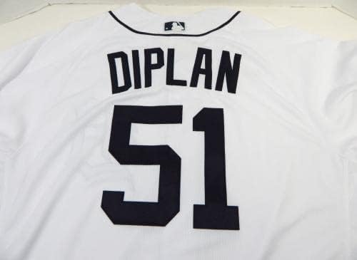 2020 Детройт Тайгърс Маркос Диплан №51 Освобождава Бяла Фланелка 46 703 - Използваните в игрите на тениски, MLB