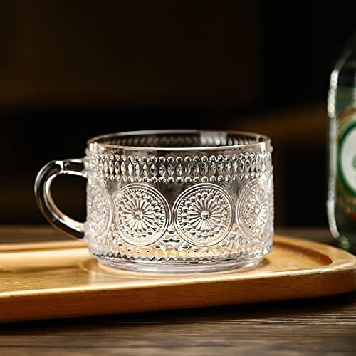 Kingrol 4 Опаковки Стъклени Чаши Кафе на по 13 Грама с Лъжици, Штабелируемые Чаши Чай, Реколта на Съдове за