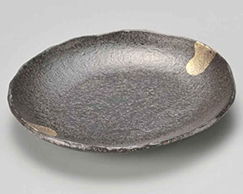 Nanban Kinsai 9,8 инчов Комплект от 2 чинии за Суши Черна Керамика е Направена в Япония