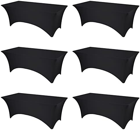 6 Опаковки Черни Облегающих Покривки от Ликра - 8-подножието Разтеглив, Покривки за 8-Крак Правоъгълни Сгъваеми