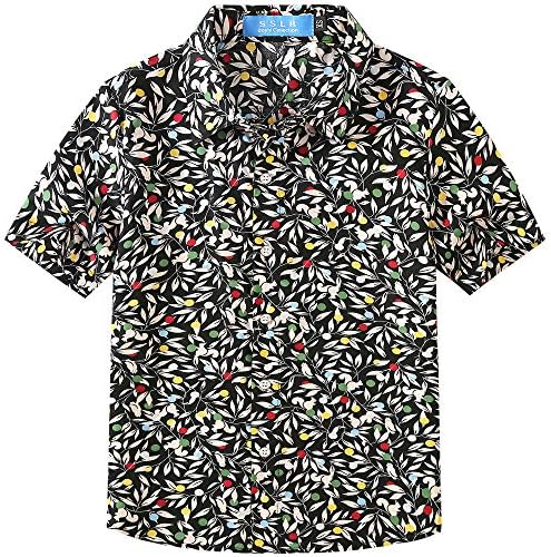 SSLR Големите Момчета Хавайска Риза Памук Ежедневни Ризи с копчета с Къс ръкав