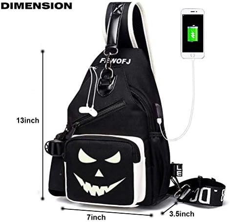 Чанта-прашка FEWOFJ за момчета с USB, Малка Нагрудная чанта със Странично джоб, Пътен Раница През Рамо