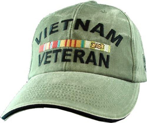 Шапка С Бродирани Логото на Ветеран от Виетнам в САЩ - Зелена Регулируема Закрывающаяся Шапка