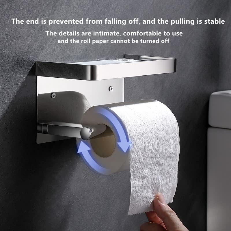 Държач за тоалетна хартия с рафт за телефон от Неръждаема стомана SUS304 Стенен Държач на Ролка Тоалетна хартия