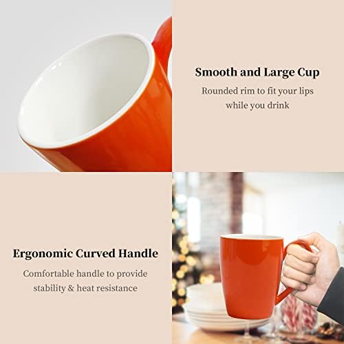 Комплект Керамични чаши Кафе на amhomel, Комплект от 6 Големи Цветни Чаши, Порцеланови Чаши с обем 16 Унции,